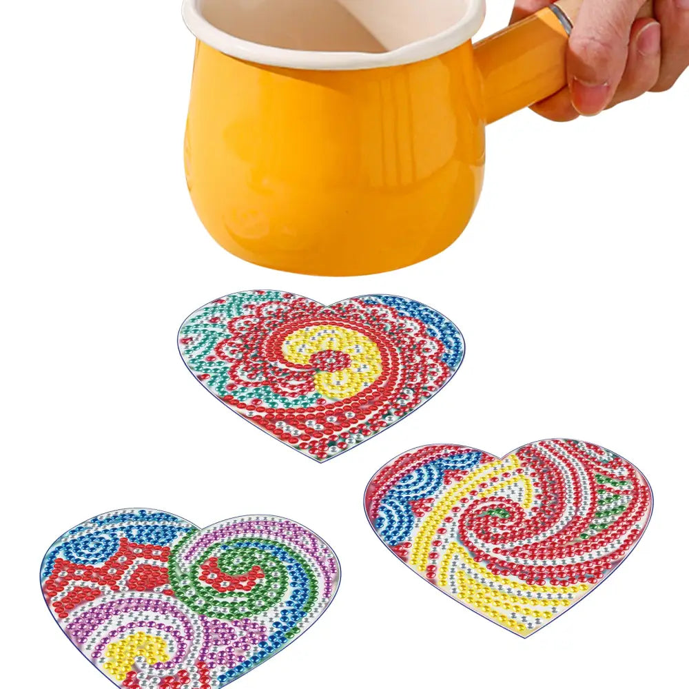 Set of 8 Hearts - Diamond Painting Coaster - Coasters