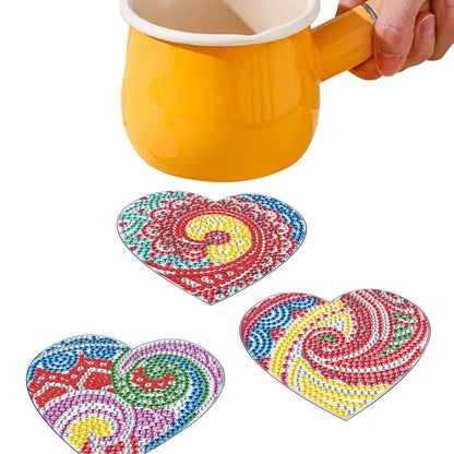 Set of 8 Hearts - Diamond Painting Coaster - Coasters