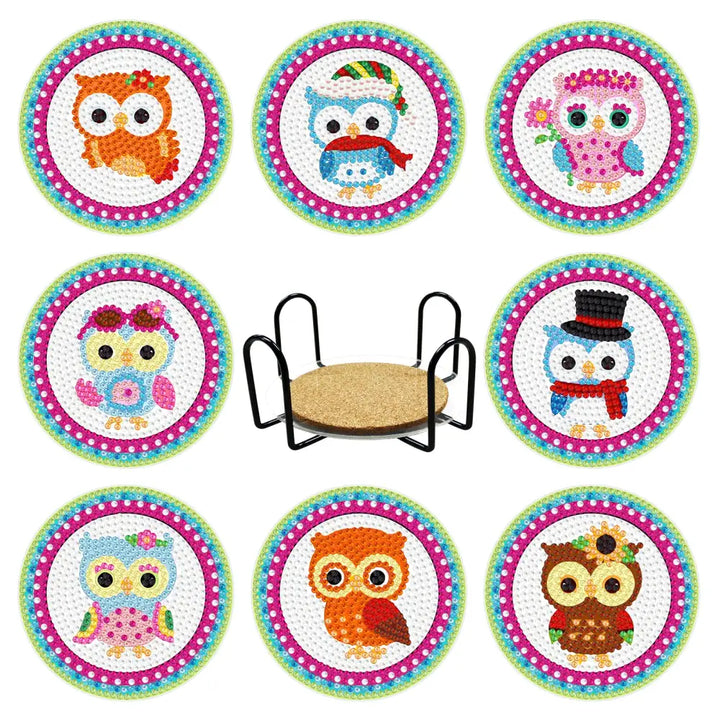 Set of 8 Owls - Diamond Painting Coaster - Coasters