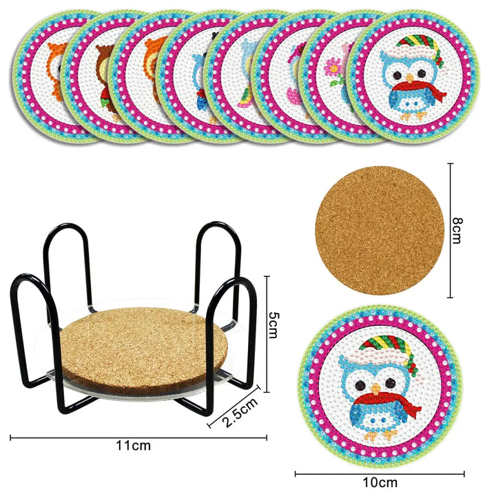 Set of 8 Owls - Diamond Painting Coaster - Coasters