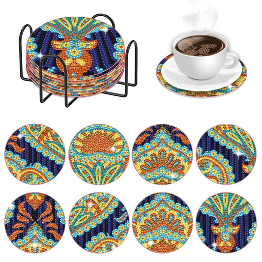 Set of 8 Paisley - Diamond Painting Coaster - Coasters