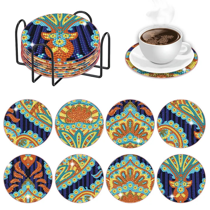Set of 8 Paisley - Diamond Painting Coaster - Coasters