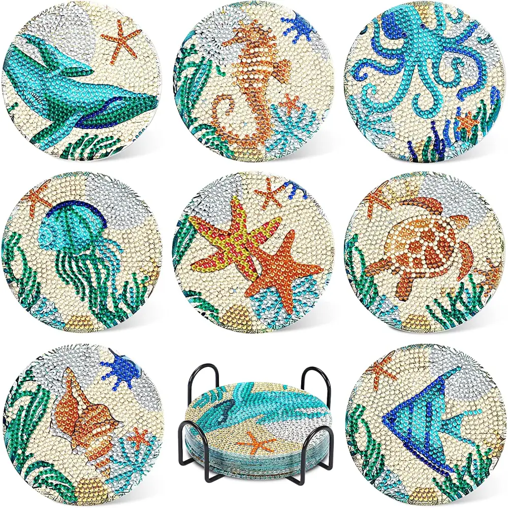 Set of 8 Under the Sea - Diamond Painting Coaster - Coasters