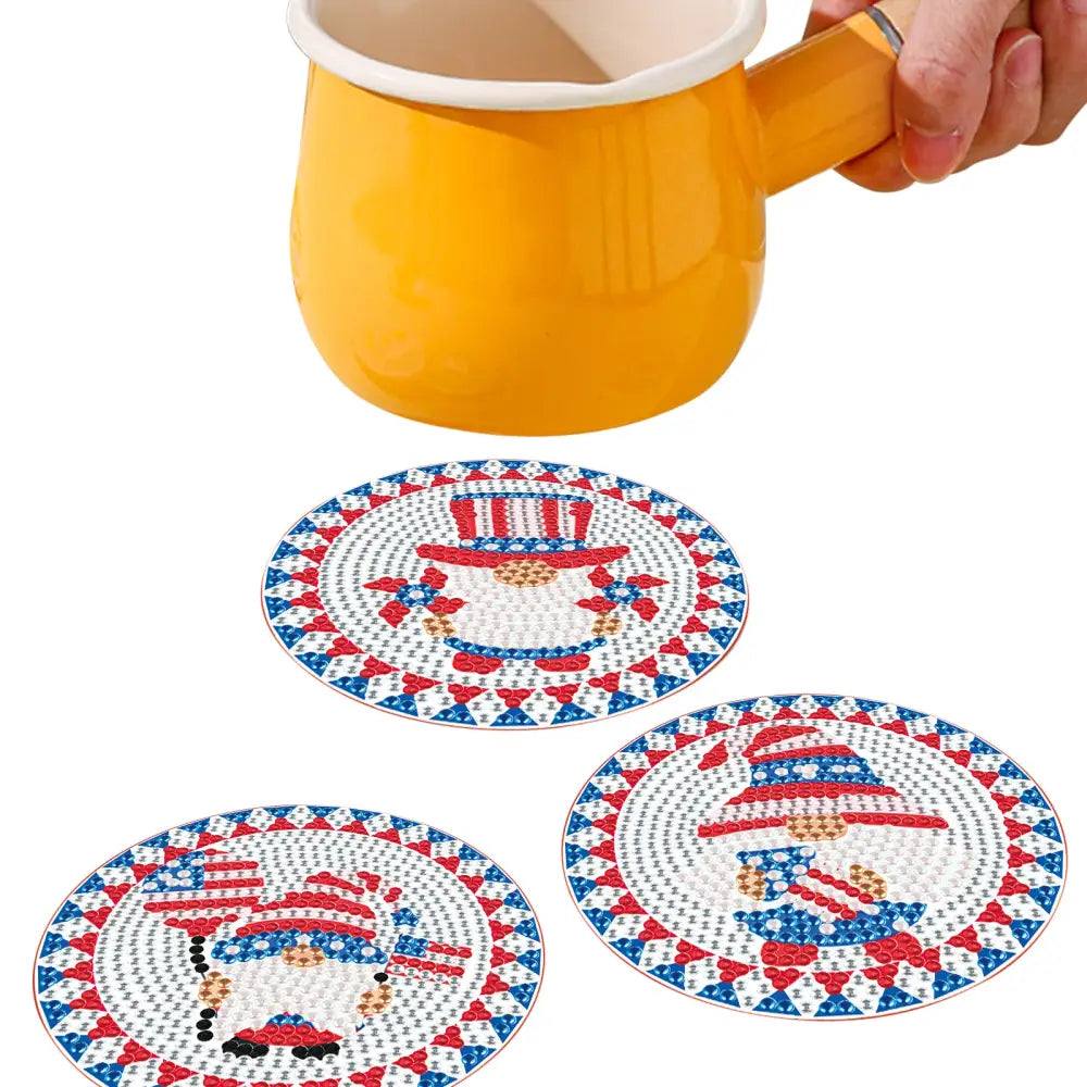 Set of 8 USA Gnomes - Diamond Painting Coaster - Coasters