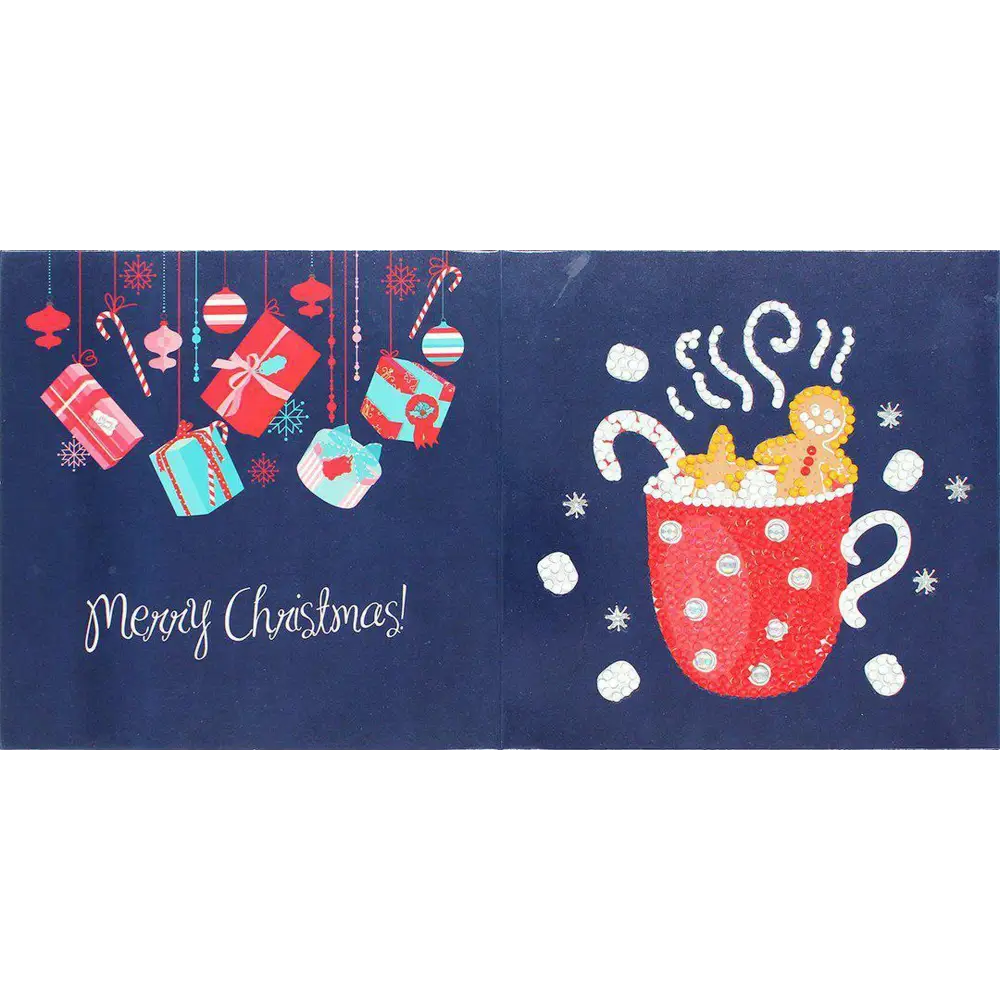 Set of 8 White and Blue Christmas Cards - Greeting Card