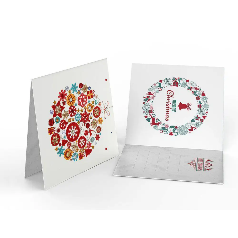 Set of 8 White and Blue Christmas Cards - Greeting Card