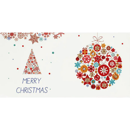Set of 8 White and Blue Christmas Cards - Greeting Card