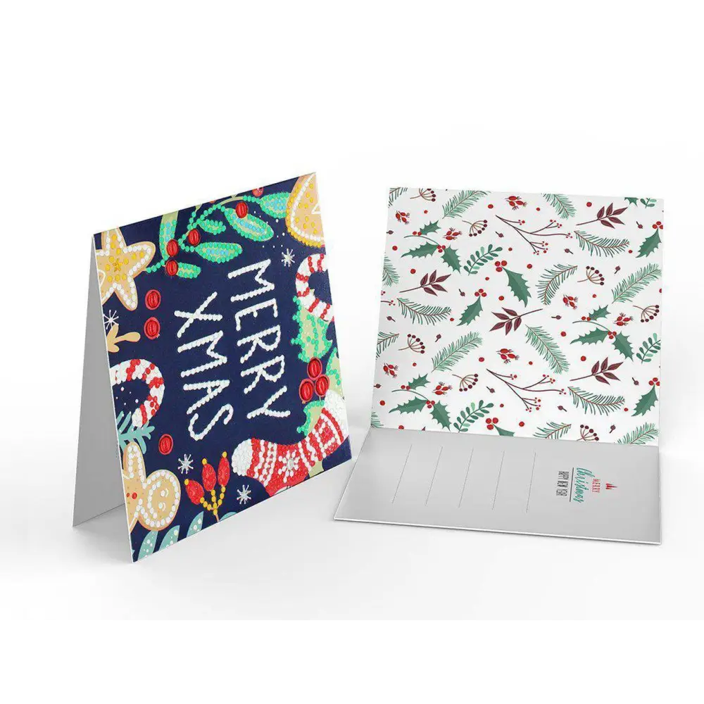 Set of 8 White and Blue Christmas Cards - Greeting Card