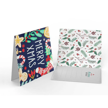 Set of 8 White and Blue Christmas Cards - Greeting Card