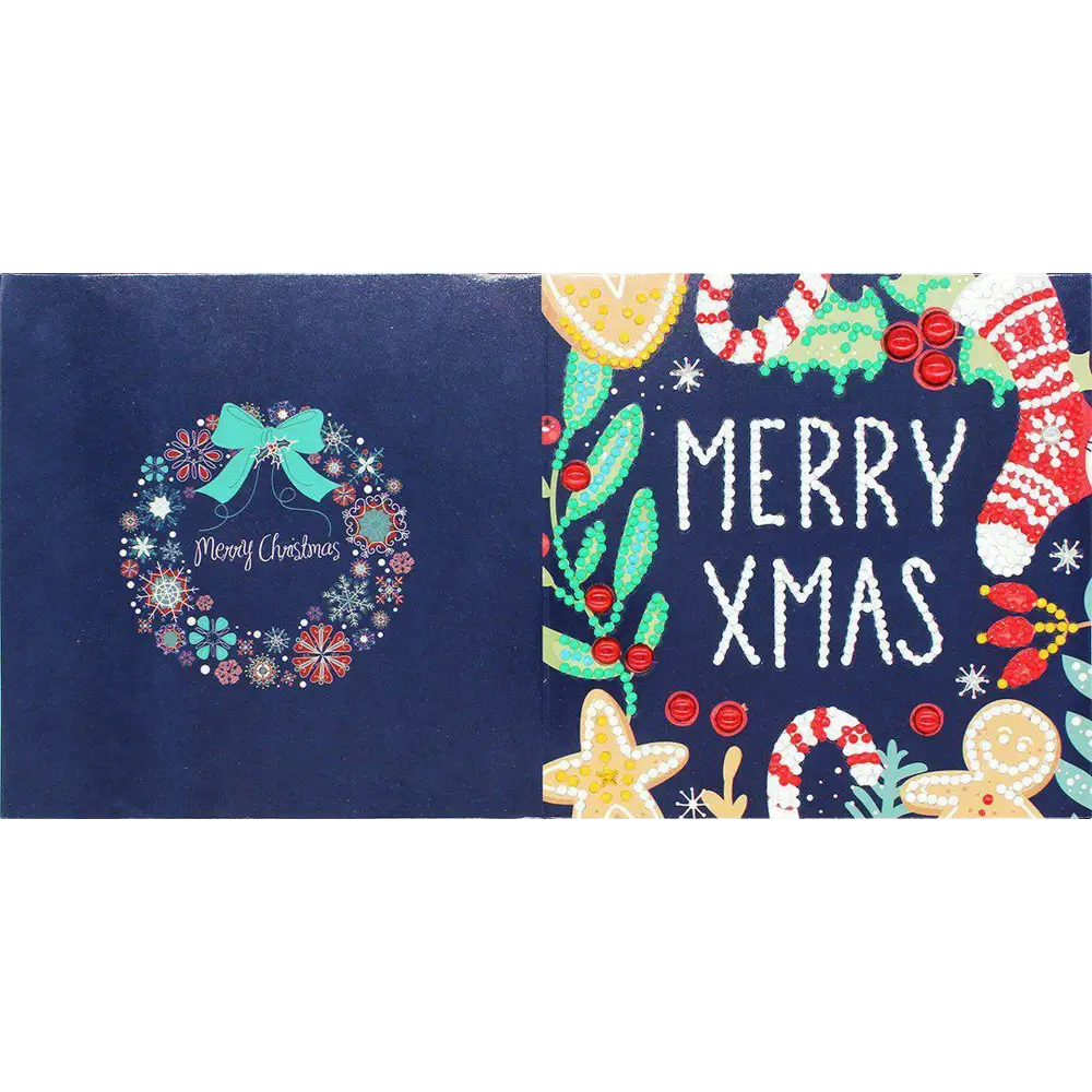 Set of 8 White and Blue Christmas Cards - Greeting Card