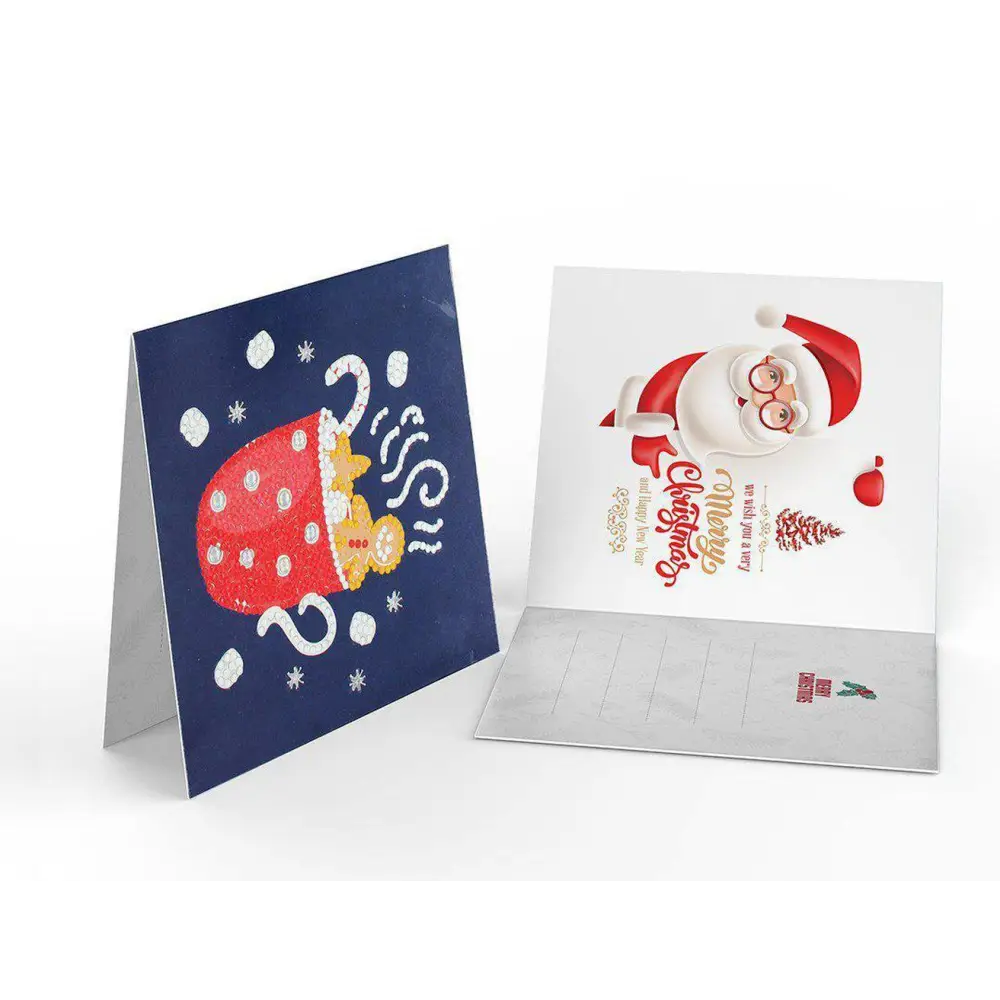 Set of 8 White and Blue Christmas Cards - Greeting Card