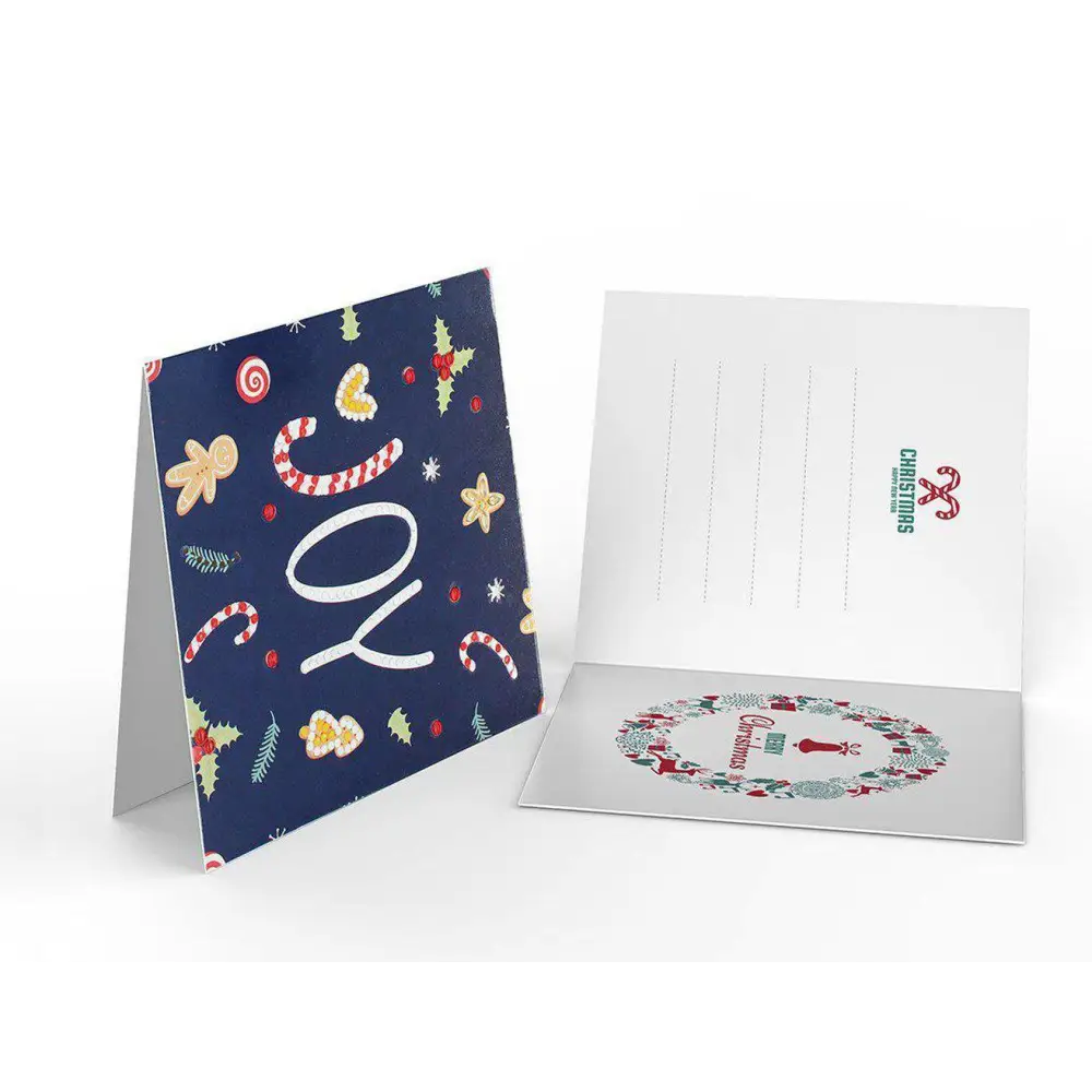 Set of 8 White and Blue Christmas Cards - Greeting Card