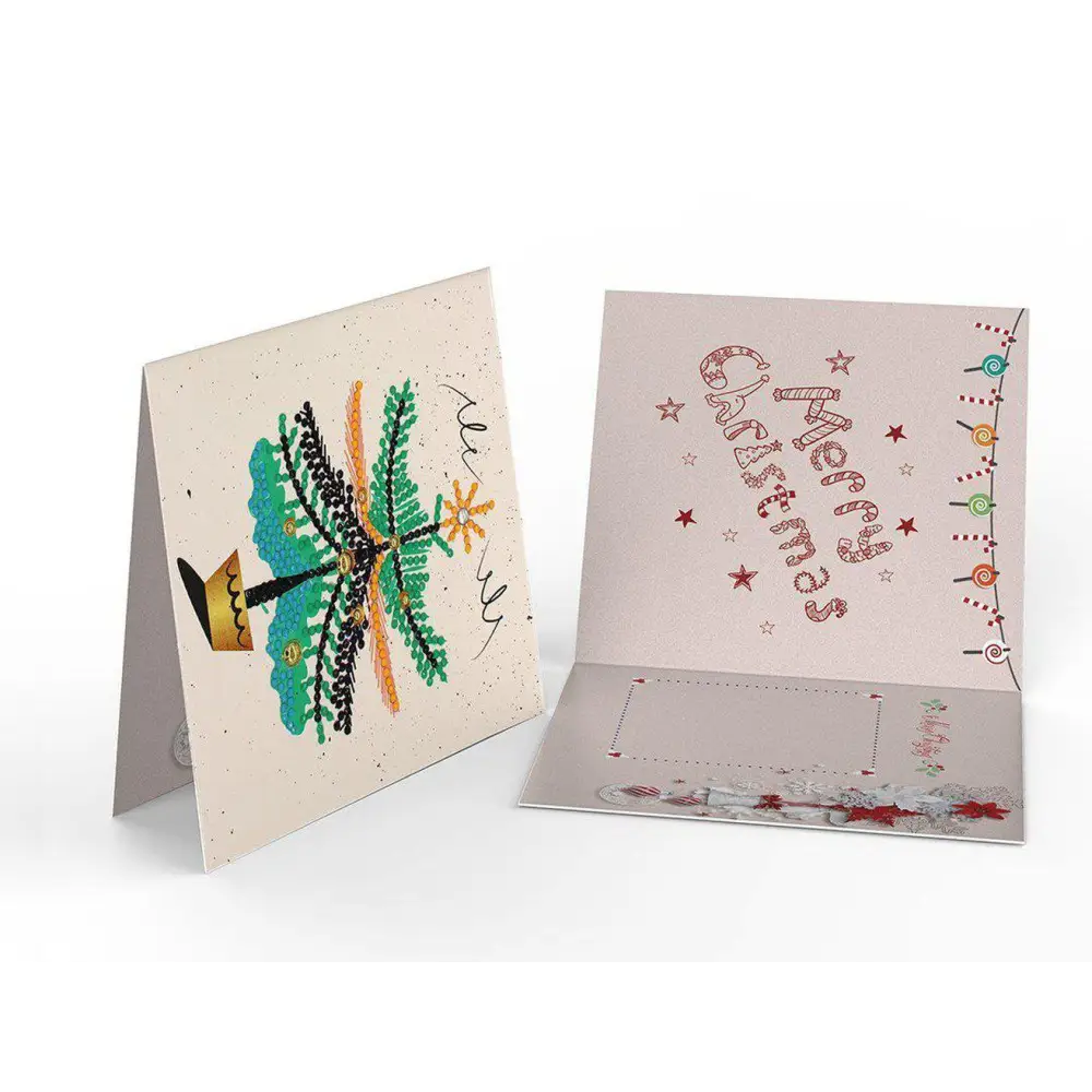 Set of 8 White and Blue Christmas Cards - Greeting Card