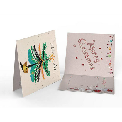 Set of 8 White and Blue Christmas Cards - Greeting Card