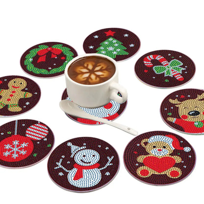Set of 9 Brown Christmas - Diamond Painting Coaster - Coasters