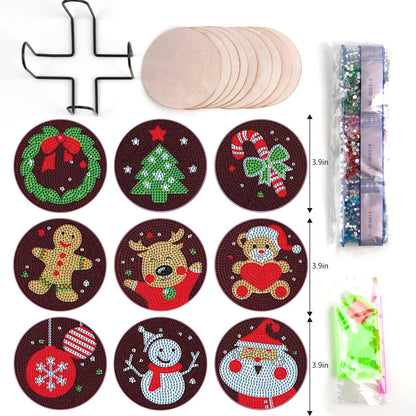 Set of 9 Brown Christmas - Diamond Painting Coaster - Coasters