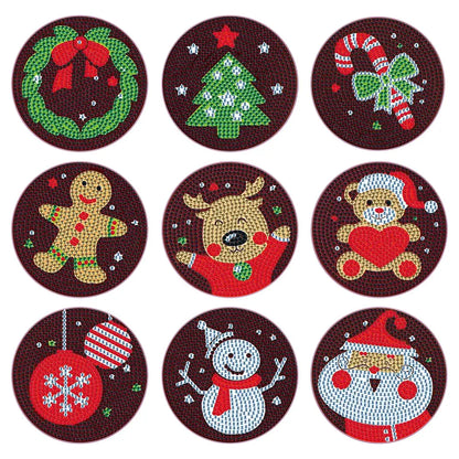 Set of 9 Brown Christmas - Diamond Painting Coaster - Coasters