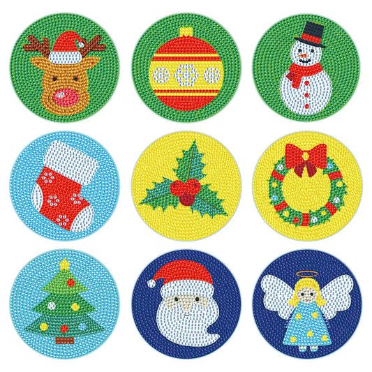 Set of 9 Christmas - Diamond Painting Coaster - Coasters