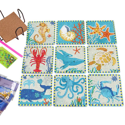 Set of 9 Underwater - Diamond Painting Coaster - Coasters