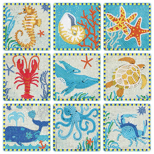 Set of 9 Underwater - Diamond Painting Coaster - Coasters