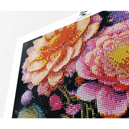 Shades of Pink and Orange Flowers - Premium Diamond Painting Kit - Diamond Painting Kit