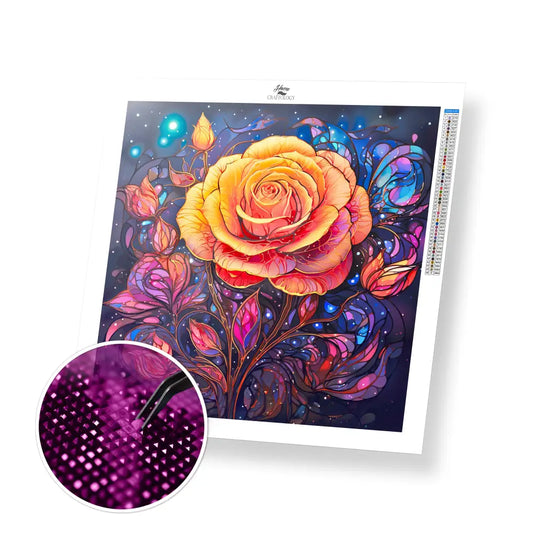 Shiny Rose - Exclusive Premium Diamond Painting Kit - 20x20cm / 8x8’’ / Square (Most Popular) / No Frame - Diamond