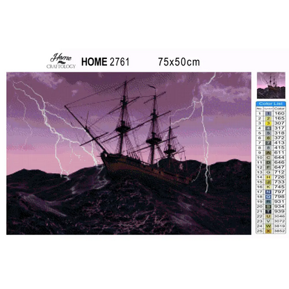 Ship with Lightning - Premium Diamond Painting Kit - Diamond Painting Kit