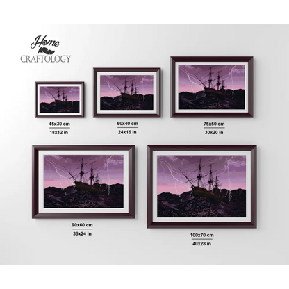 Ship with Lightning - Premium Diamond Painting Kit - Diamond Painting Kit
