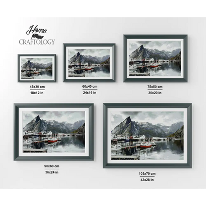 Ships at Fjord - Premium Diamond Painting Kit - Diamond Painting Kit