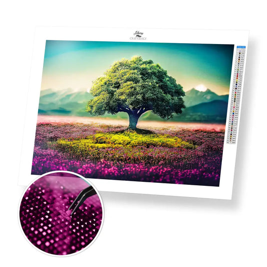 Single Tree - Premium Diamond Painting Kit - 40x30cm / 16x12’’ / Square (Most Popular) - Diamond Painting Kit