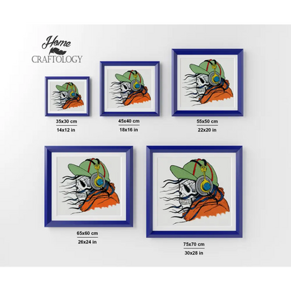 Skeleton Listening to Music - Premium Diamond Painting Kit - Diamond Painting Kit
