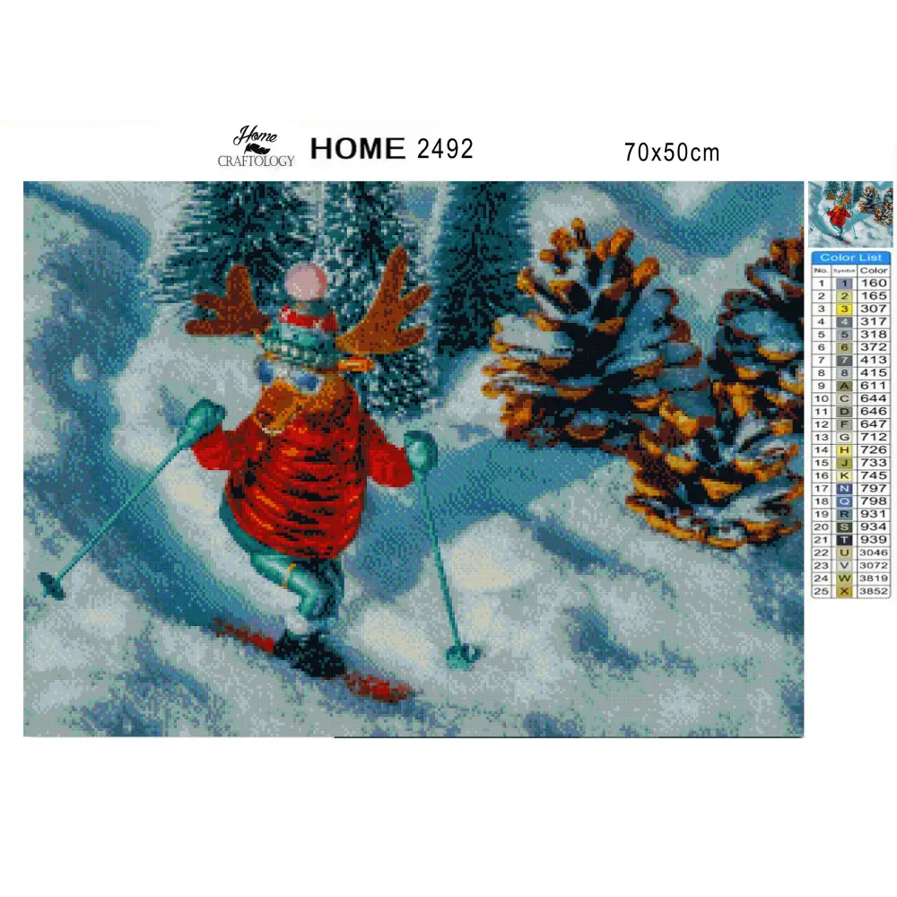 Skiing Moose - Premium Diamond Painting Kit - Diamond Painting Kit