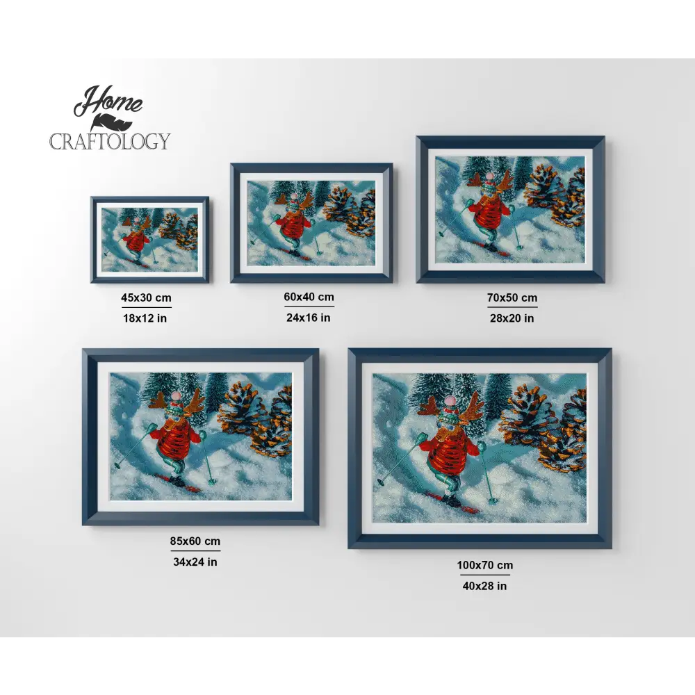 Skiing Moose - Premium Diamond Painting Kit - Diamond Painting Kit