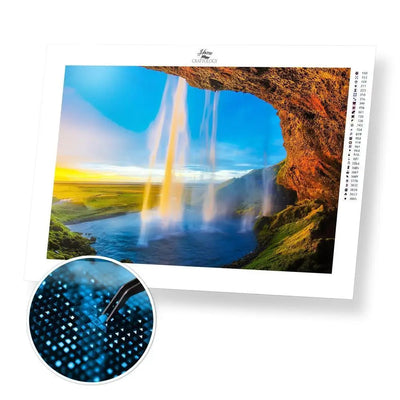 Skogafoss - Premium Diamond Painting Kit - 40x30cm / 16x12’’ / Square (Most Popular) - Diamond Painting Kit