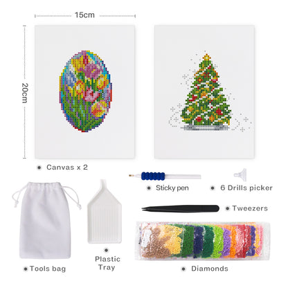 Set of 2 Flower and Tree - Mini Diamond Painting Kits