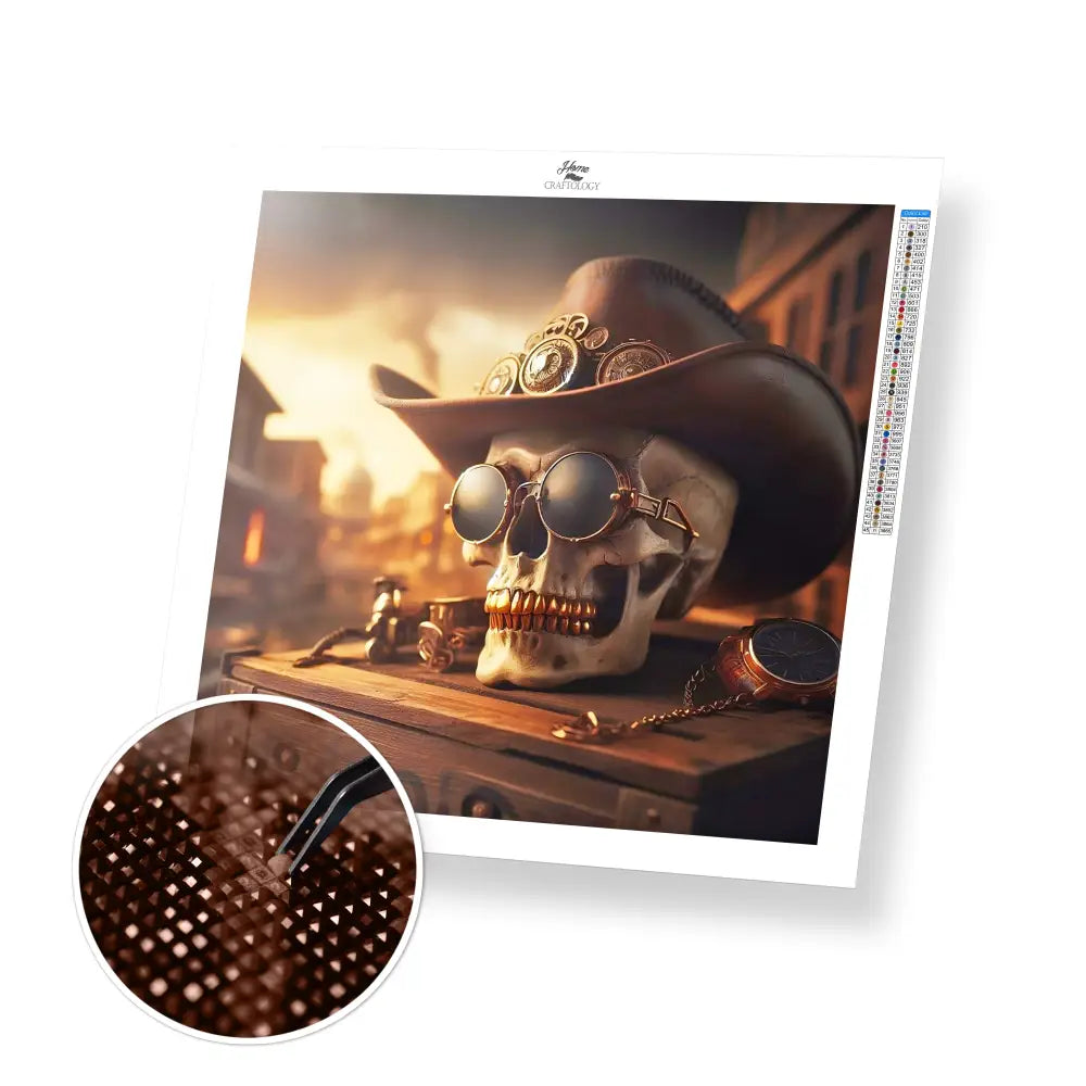 Skull Cowboy - Exclusive Premium Diamond Painting Kit - 20x20cm / 8x8’’ / Square (Most Popular) - Diamond Painting Kit