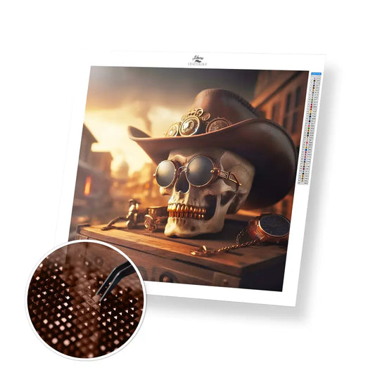 Skull Cowboy - Exclusive Premium Diamond Painting Kit - 20x20cm / 8x8’’ / Square (Most Popular) - Diamond Painting Kit