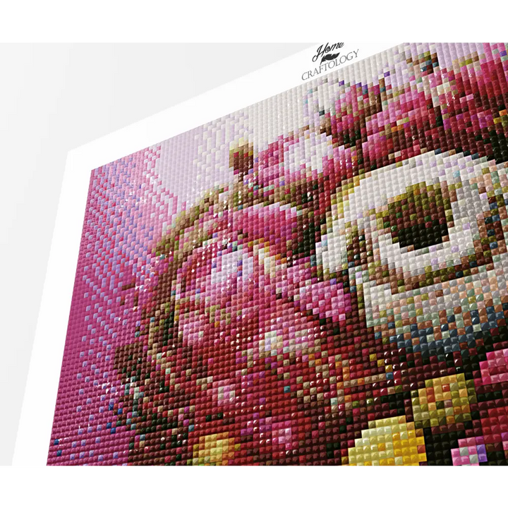 Skull with Pink Flowers - Premium Diamond Painting Kit - Diamond Painting Kit