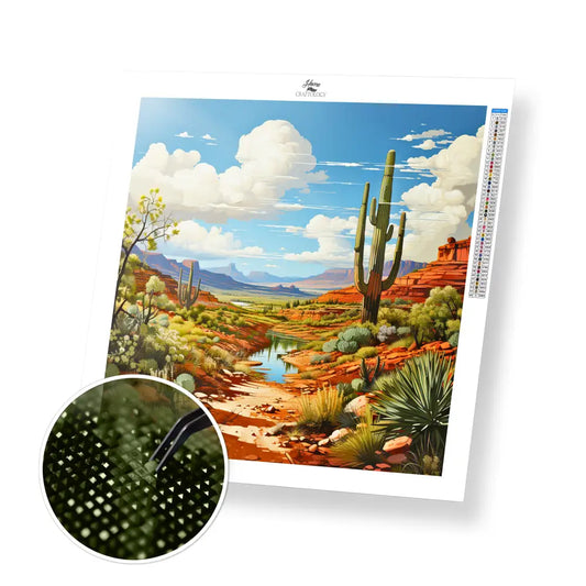 Small Desert Stream - Exclusive Premium Diamond Painting Kit - 30x30cm / 12x12’’ / Square (Most Popular) - Diamond
