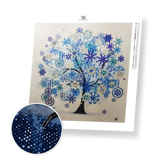 Snowflake Tree Gemstone - Premium 5D Poured Glue Diamond Painting Kit - 30x30cm / 12x12’’ - Gemstone