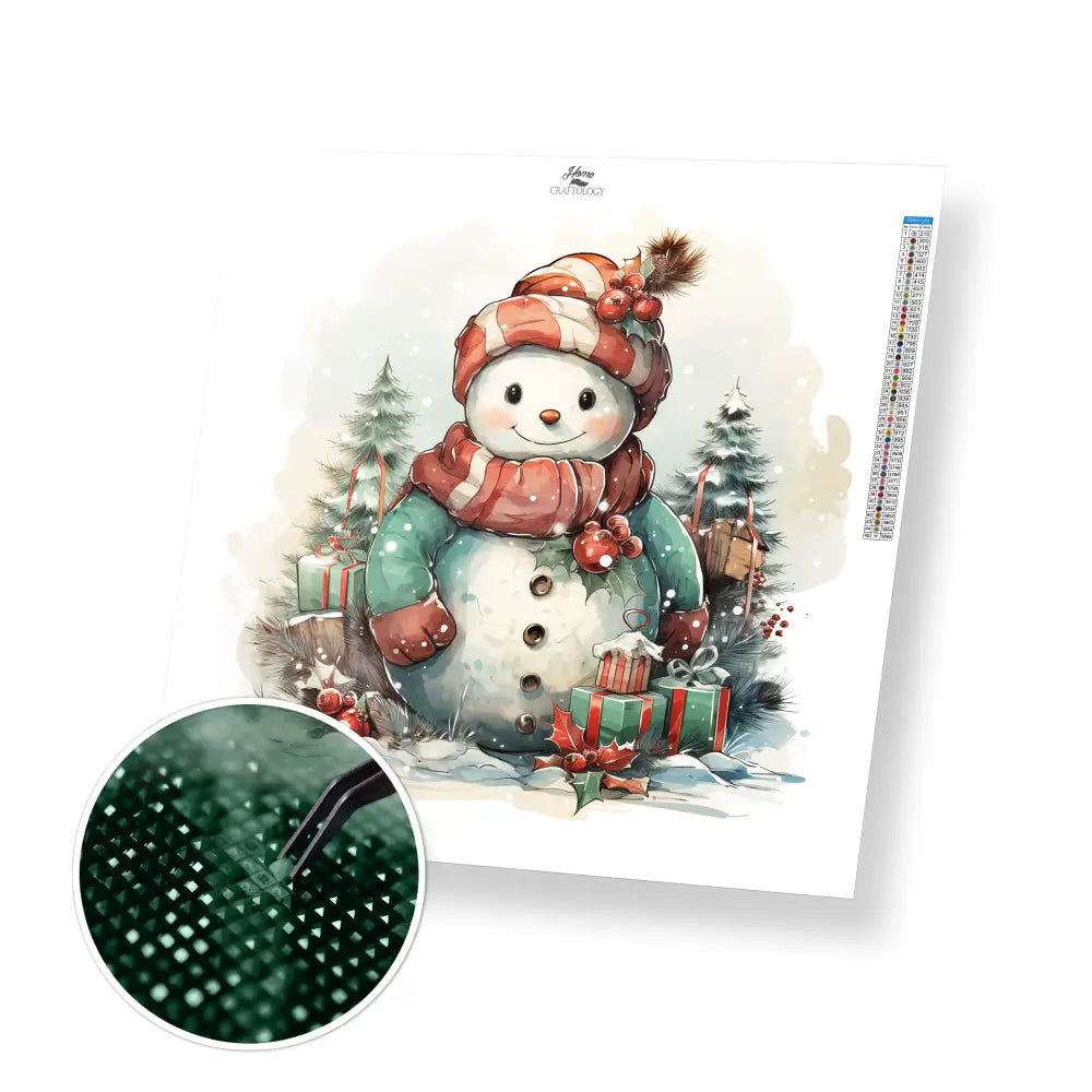 Snowman Painting - Exclusive Premium Diamond Painting Kit - 20x20cm / 8x8’’ / Square (Most Popular) - Diamond Painting