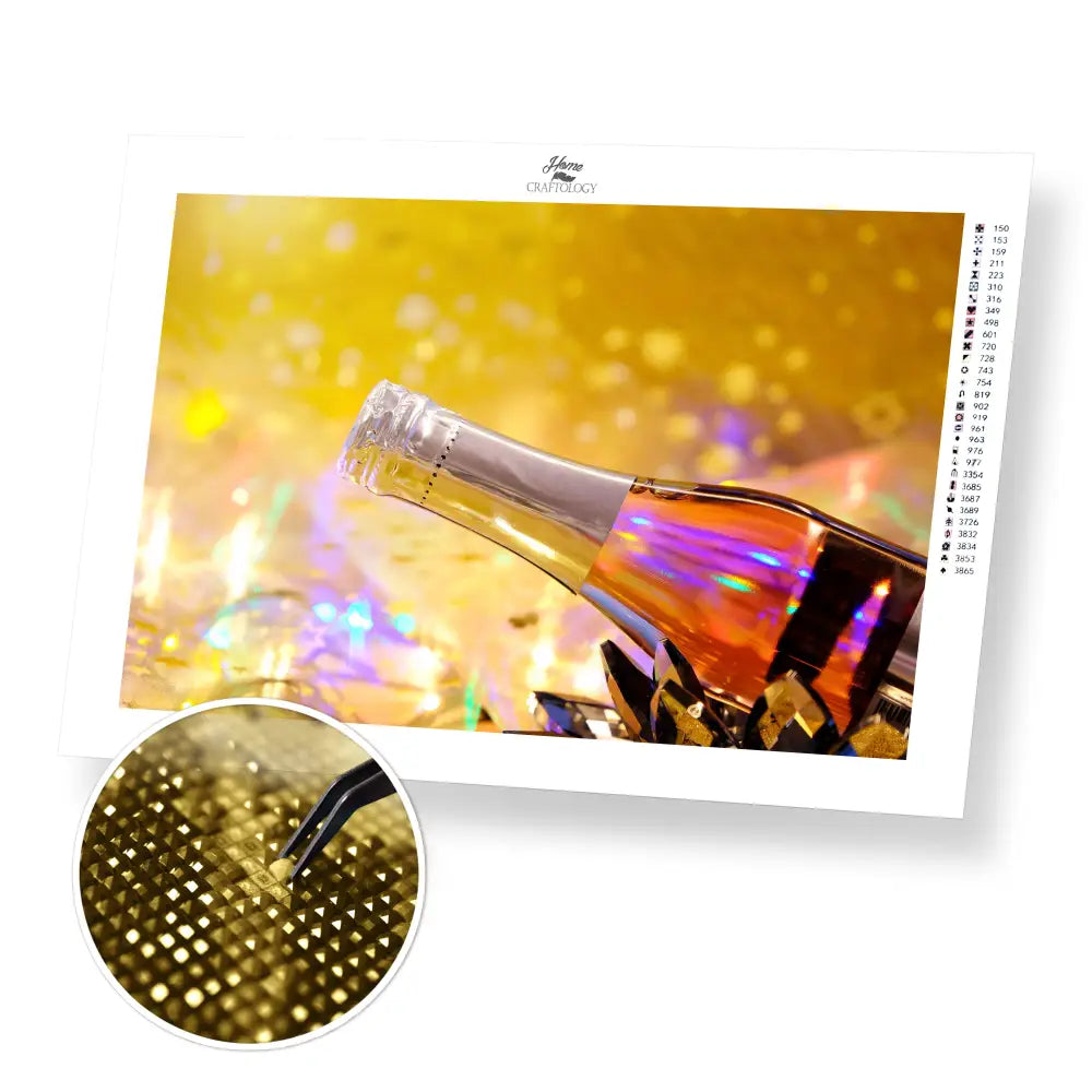Sparkling Wine - Premium Diamond Painting Kit - 45x30cm / 18x12’’ / Square (Most Popular) - Diamond Painting Kit