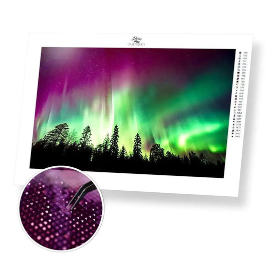 Spectacular Northern Lights - Premium Diamond Painting Kit - 45x30cm / 18x12’’ / Square (Most Popular) - Diamond