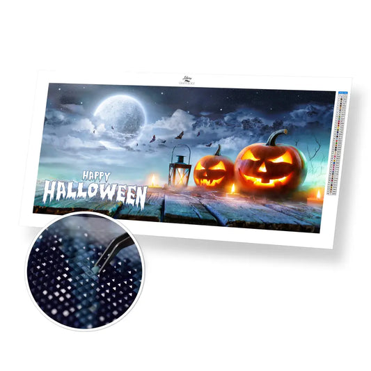 Spooky Halloween - Premium Diamond Painting Kit - 65x30cm / 26x12’’ / Square (Most Popular) - Diamond Painting Kit