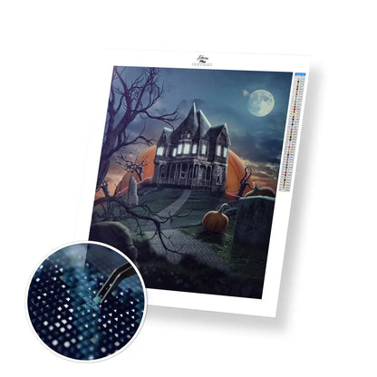 Spooky House - Premium Diamond Painting Kit - 30x40cm / 12x16’’ / Square (Most Popular) - Diamond Painting Kit