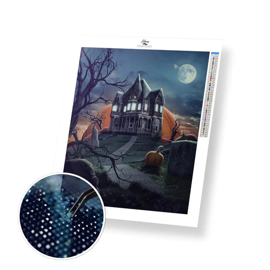 Spooky House - Premium Diamond Painting Kit - 30x40cm / 12x16’’ / Square (Most Popular) - Diamond Painting Kit