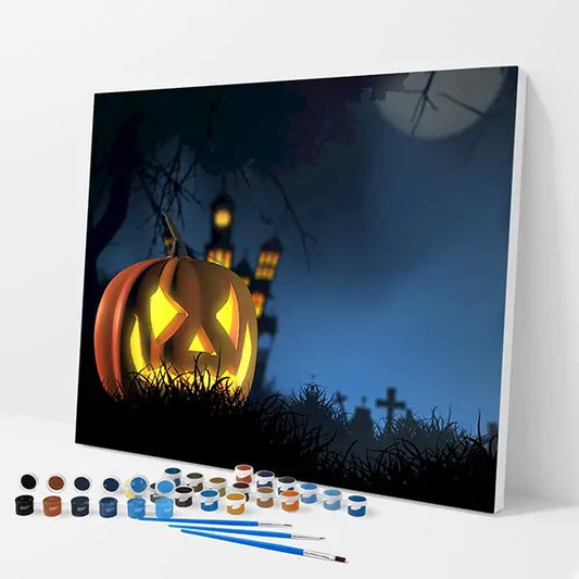 Spooky Pumpkin Kit - Paint By Numbers - 30x40cm / 12x16’’ / No Frame - Paint By Numbers