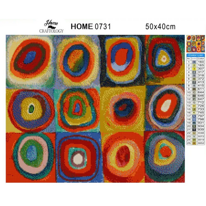 Squares and Concentric Circles - Diamond Painting Kit - Home Craftology