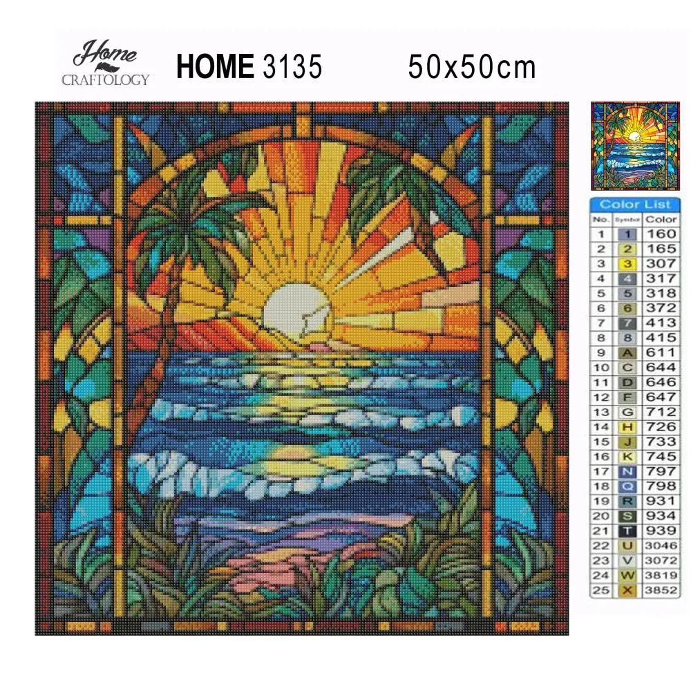Stained Glass Beach - Exclusive Premium Diamond Painting Kit - Diamond Painting Kit