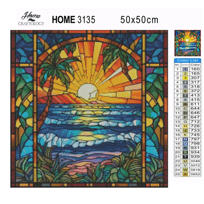 Stained Glass Beach - Exclusive Premium Diamond Painting Kit - Diamond Painting Kit